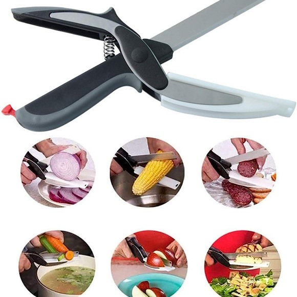 Kitchen Food Scissors,2 in 1 Smart Cutter Multifunction Stainless Steel Kitchen - Picture 2 of 10